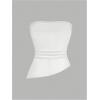 imageSOLY HUX Womens PU Leather Tube Top Strapless Ruched Asymmetrical Bandeau Tops Rave Concert OutfitPure White
