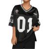 imageSOLY HUX Jersey Shirts for Women Y2k Graphic Number Oversized Tees V Neck Half Sleeve Cute Soccer Streetwear T Shirt TopsBlack Letter