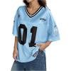 imageSOLY HUX Jersey Shirts for Women Y2k Graphic Number Oversized Tees V Neck Half Sleeve Cute Soccer Streetwear T Shirt TopsBlue Number