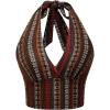 imageSOLY HUX Womens Boho Summer Halter Crop Tops Sleeveless Backless Tank Top Casual Sexy Going Out TopsBrown Printed