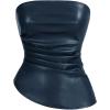 imageSOLY HUX Womens PU Leather Tube Top Strapless Ruched Asymmetrical Bandeau Tops Rave Concert OutfitDark Blue