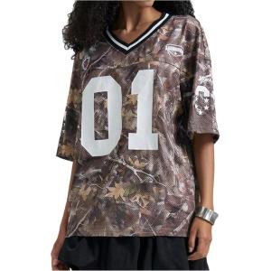 imageSOLY HUX Jersey Shirts for Women Y2k Graphic Number Oversized Tees V Neck Half Sleeve Cute Soccer Streetwear T Shirt TopsMulticoloured Maple Leaf