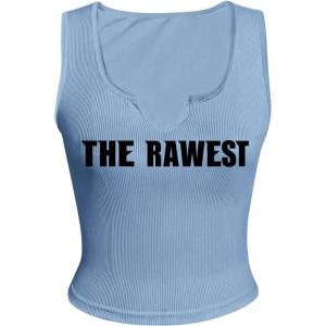 imageSOLY HUX Womens Letter Print Crop Tops Notched Neck Sleeveless Summer Y2k Tank TopBlue Letter