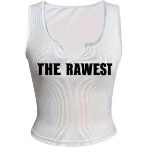 imageSOLY HUX Womens Letter Print Crop Tops Notched Neck Sleeveless Summer Y2k Tank TopWhite Letter