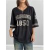 imageSOLY HUX Jersey Shirts for Women Oversized TShirt Jersey Top Graphic V Neck TShirts for Teen Girls Casual Football Tee TopsBlack Leopard