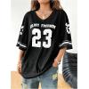 imageSOLY HUX Jersey Shirts for Women Oversized TShirt Jersey Top Graphic V Neck TShirts for Teen Girls Casual Football Tee TopsBlack Letter