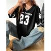 imageSOLY HUX Jersey Shirts for Women Oversized TShirt Jersey Top Graphic V Neck TShirts for Teen Girls Casual Football Tee TopsBlack Letter