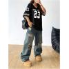 imageSOLY HUX Jersey Shirts for Women Oversized TShirt Jersey Top Graphic V Neck TShirts for Teen Girls Casual Football Tee TopsBlack Letter
