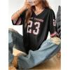 imageSOLY HUX Jersey Shirts for Women Oversized TShirt Jersey Top Graphic V Neck TShirts for Teen Girls Casual Football Tee TopsBlack Red Letter