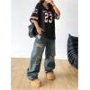 imageSOLY HUX Jersey Shirts for Women Oversized TShirt Jersey Top Graphic V Neck TShirts for Teen Girls Casual Football Tee TopsBlack Red Letter