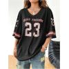 imageSOLY HUX Jersey Shirts for Women Oversized TShirt Jersey Top Graphic V Neck TShirts for Teen Girls Casual Football Tee TopsBlack Red Letter