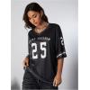 imageSOLY HUX Jersey Shirts for Women Oversized TShirt Jersey Top Graphic V Neck TShirts for Teen Girls Casual Football Tee TopsBlack White 25
