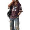 imageSOLY HUX Jersey Shirts for Women Oversized TShirt Jersey Top Graphic V Neck TShirts for Teen Girls Casual Football Tee TopsCoffee Brown