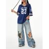 imageSOLY HUX Jersey Shirts for Women Oversized TShirt Jersey Top Graphic V Neck TShirts for Teen Girls Casual Football Tee TopsDark Blue