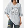 imageSOLY HUX Jersey Shirts for Women Oversized TShirt Jersey Top Graphic V Neck TShirts for Teen Girls Casual Football Tee TopsGrey Letter