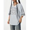 imageSOLY HUX Jersey Shirts for Women Oversized TShirt Jersey Top Graphic V Neck TShirts for Teen Girls Casual Football Tee TopsGrey Letter