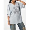 imageSOLY HUX Jersey Shirts for Women Oversized TShirt Jersey Top Graphic V Neck TShirts for Teen Girls Casual Football Tee TopsGrey Letter