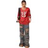 imageSOLY HUX Jersey Shirts for Women Oversized TShirt Jersey Top Graphic V Neck TShirts for Teen Girls Casual Football Tee TopsRed 25