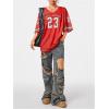 imageSOLY HUX Jersey Shirts for Women Oversized TShirt Jersey Top Graphic V Neck TShirts for Teen Girls Casual Football Tee TopsRed Letter