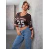 imageSOLY HUX Jersey Shirts for Women Oversized TShirt Jersey Top Graphic V Neck TShirts for Teen Girls Casual Football Tee TopsRust Brown