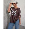 imageSOLY HUX Jersey Shirts for Women Oversized TShirt Jersey Top Graphic V Neck TShirts for Teen Girls Casual Football Tee TopsRust Brown