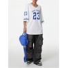 imageSOLY HUX Jersey Shirts for Women Oversized TShirt Jersey Top Graphic V Neck TShirts for Teen Girls Casual Football Tee TopsWhite Letter
