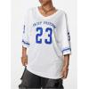 imageSOLY HUX Jersey Shirts for Women Oversized TShirt Jersey Top Graphic V Neck TShirts for Teen Girls Casual Football Tee TopsWhite Letter