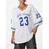 imageSOLY HUX Jersey Shirts for Women Oversized TShirt Jersey Top Graphic V Neck TShirts for Teen Girls Casual Football Tee TopsWhite Letter