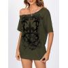 imageSOLY HUX Womens Off The Shoulder Tops Graphic Tees Y2k Vintage Gothic Oversized T Shirts StreetwearArmy Green