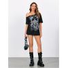 imageSOLY HUX Womens Off The Shoulder Tops Graphic Tees Y2k Vintage Gothic Oversized T Shirts StreetwearBlack Graphic