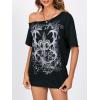 imageSOLY HUX Womens Off The Shoulder Tops Graphic Tees Y2k Vintage Gothic Oversized T Shirts StreetwearBlack Graphic