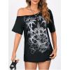 imageSOLY HUX Womens Off The Shoulder Tops Graphic Tees Y2k Vintage Gothic Oversized T Shirts StreetwearBlack Graphic