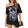 imageSOLY HUX Womens Off The Shoulder Tops Graphic Tees Y2k Vintage Gothic Oversized T Shirts StreetwearBlack Graphic