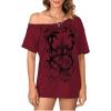 imageSOLY HUX Womens Off The Shoulder Tops Graphic Tees Y2k Vintage Gothic Oversized T Shirts StreetwearBurgundy Graphic