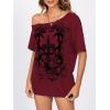 imageSOLY HUX Womens Off The Shoulder Tops Graphic Tees Y2k Vintage Gothic Oversized T Shirts StreetwearBurgundy Graphic
