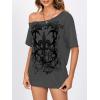 imageSOLY HUX Womens Off The Shoulder Tops Graphic Tees Y2k Vintage Gothic Oversized T Shirts StreetwearGrey Graphic