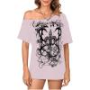 imageSOLY HUX Womens Off The Shoulder Tops Graphic Tees Y2k Vintage Gothic Oversized T Shirts StreetwearPink Graphic