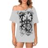 imageSOLY HUX Womens Off The Shoulder Tops Graphic Tees Y2k Vintage Gothic Oversized T Shirts StreetwearWhite Graphic