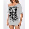 imageSOLY HUX Womens Off The Shoulder Tops Graphic Tees Y2k Vintage Gothic Oversized T Shirts StreetwearWhite Graphic