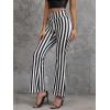 imageSOLY HUX Womens Striped Elastic High Waist Flare Leg Long Pants Casual TrousersBlack and White Striped