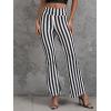 imageSOLY HUX Womens Striped Elastic High Waist Flare Leg Long Pants Casual TrousersBlack and White Striped