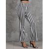 imageSOLY HUX Womens Striped Elastic High Waist Flare Leg Long Pants Casual TrousersBlack and White Striped