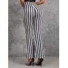 imageSOLY HUX Womens Striped Elastic High Waist Flare Leg Long Pants Casual TrousersBlack and White Striped