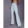 imageSOLY HUX Womens Striped Elastic High Waist Flare Leg Long Pants Casual TrousersBlue and White Striped
