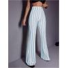 imageSOLY HUX Womens Striped Elastic High Waist Flare Leg Long Pants Casual TrousersBlue and White Striped