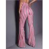 imageSOLY HUX Womens Striped Elastic High Waist Flare Leg Long Pants Casual TrousersRed and White Striped