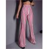 imageSOLY HUX Womens Striped Elastic High Waist Flare Leg Long Pants Casual TrousersRed and White Striped