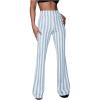 imageSOLY HUX Womens Striped Elastic High Waist Flare Leg Long Pants Casual TrousersBlue and White Striped