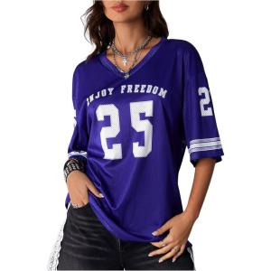 imageSOLY HUX Jersey Shirts for Women Oversized TShirt Jersey Top Graphic V Neck TShirts for Teen Girls Casual Football Tee TopsDark Blue 25