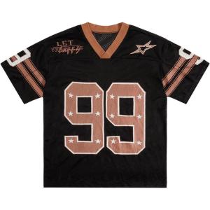 imageSOLY HUX Mens Jersey Y2k Baggy Shirts Graphic Tees Oversized V Neck Tshirts Summer TopsBlack Brown Multi